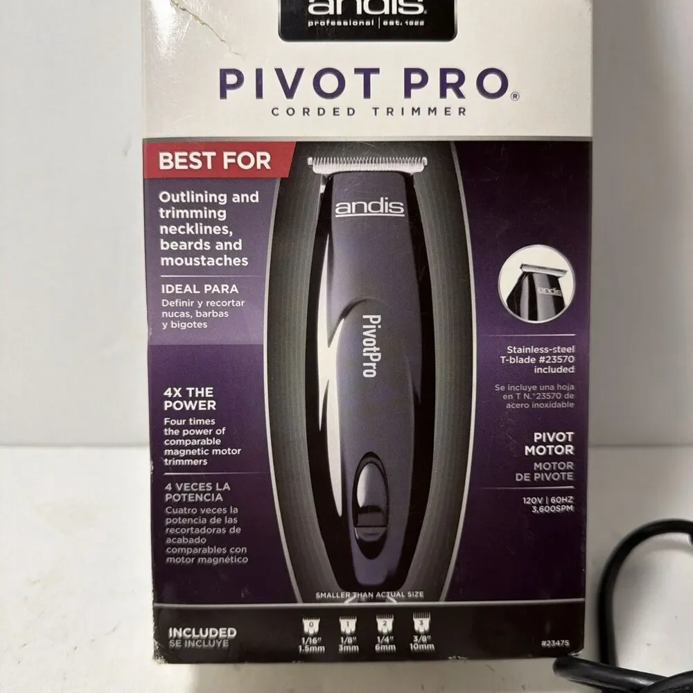 Andis Pivot Pro T-Blade Wired Trimmer With Attachments Tested Working